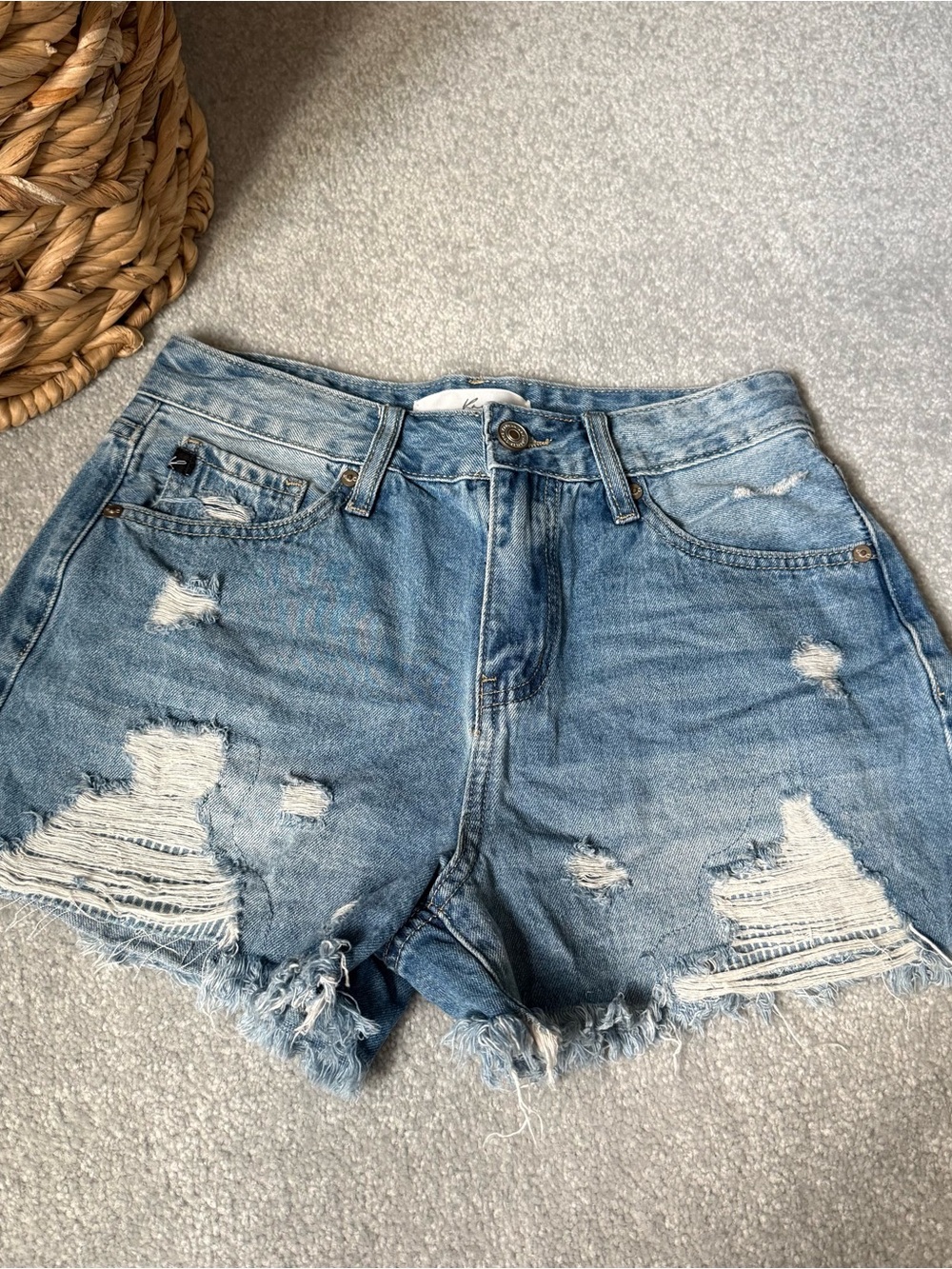 KanCan Light Blue Distressed Denim Jean Shorts